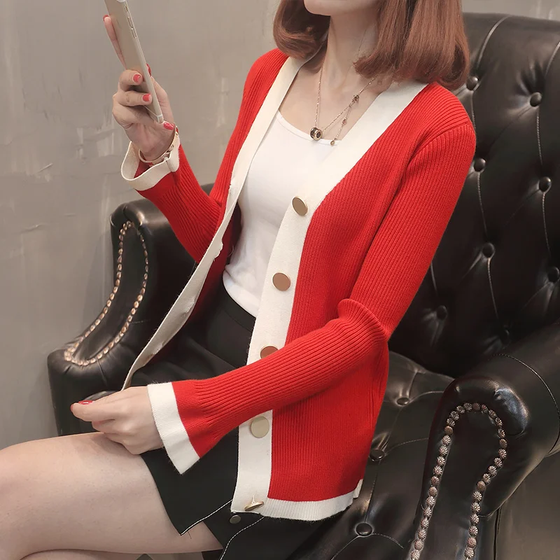 Весна 2018 новинка весенний женский короткий кардиган вязаный свитер маленькое