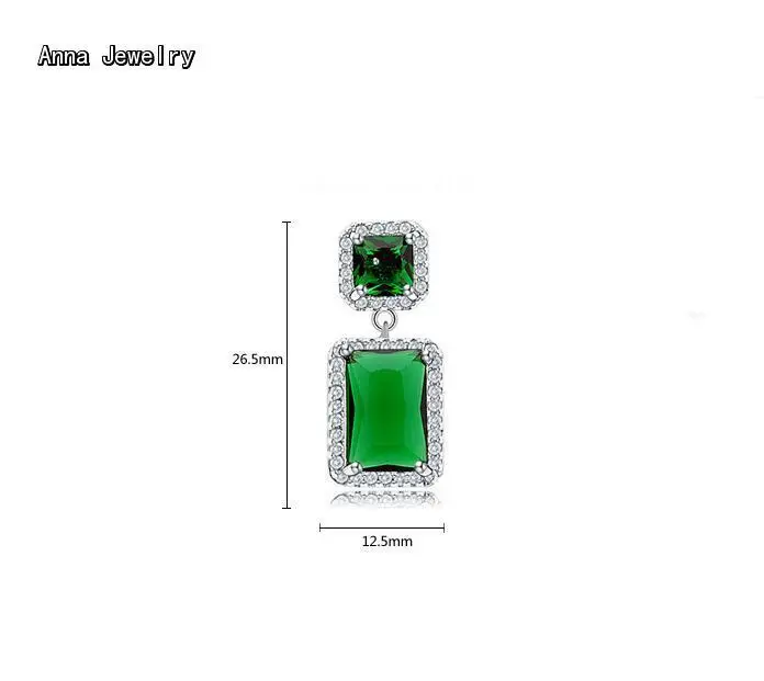 Элегантные длинные квадратные зеленые серьги в виде драгоценных камней