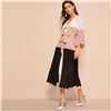 SHEIN Контрастное Платье С Фигурной Отделкой Женское Розовое Модное Платье С Поясом И Фестонами