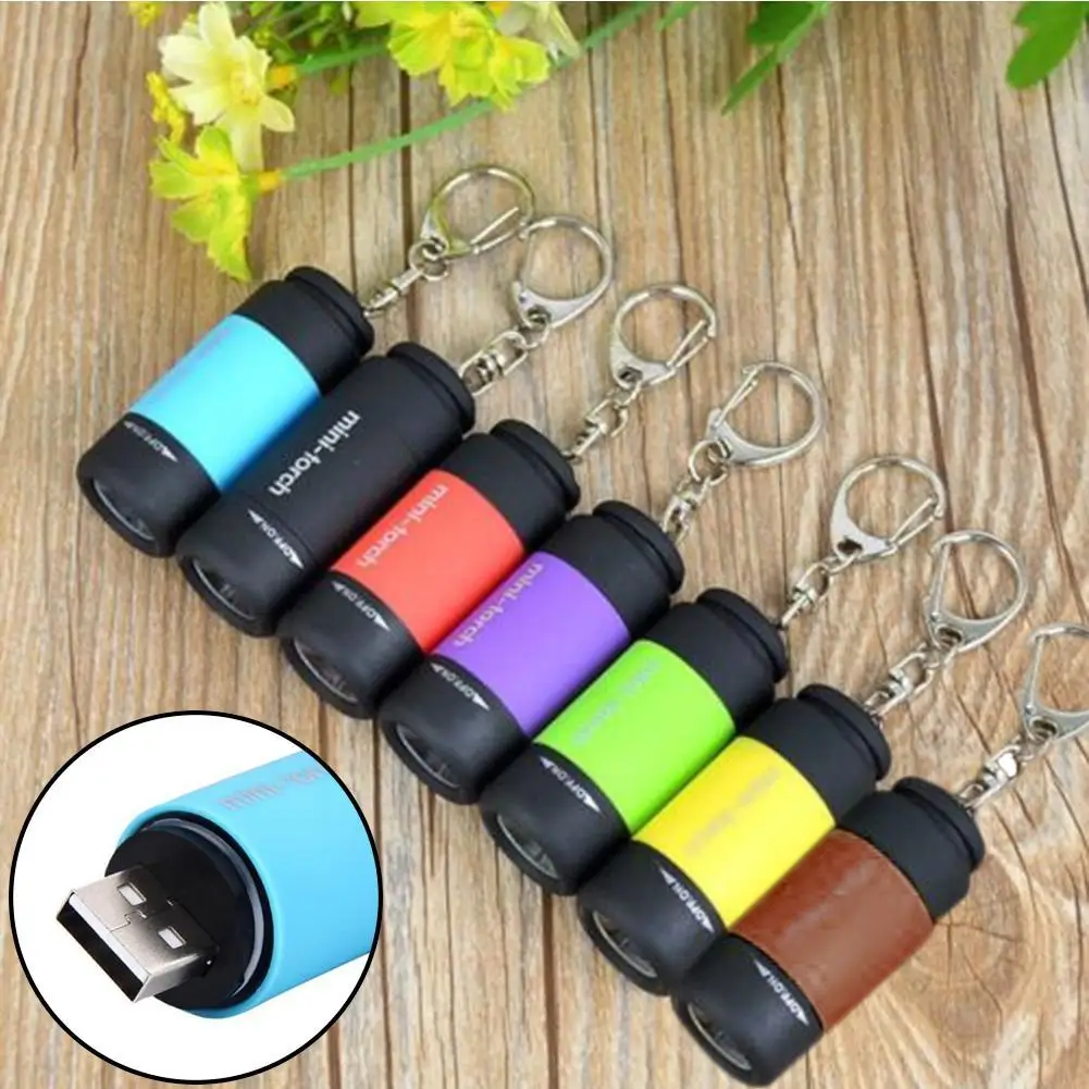 Светодиодный мини брелок с USB 20 г 0 3 Вт 1 режим фонарик перезаряжаемой батареей