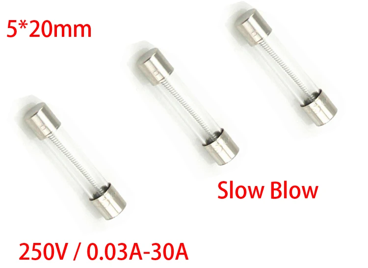 T0.03A T30MA T0.05A T50MA T0.063A T63MA T0.08A T80MA T0.1A T100MA 250 В переменного тока 5*20 мм 5x20 мм задержки жидкость Slow Blow Стекло трубка плавкая вставка