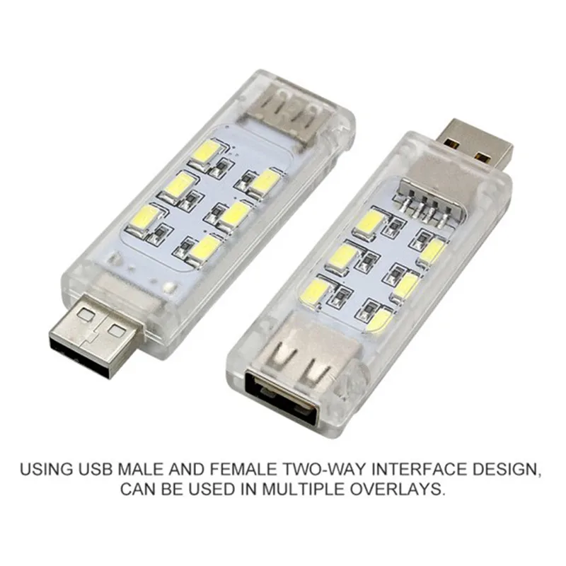 Мини USB СВЕТОДИОДНЫЙ Ночной светильник 12 Светодиодный s 5V лампа белая для чтения