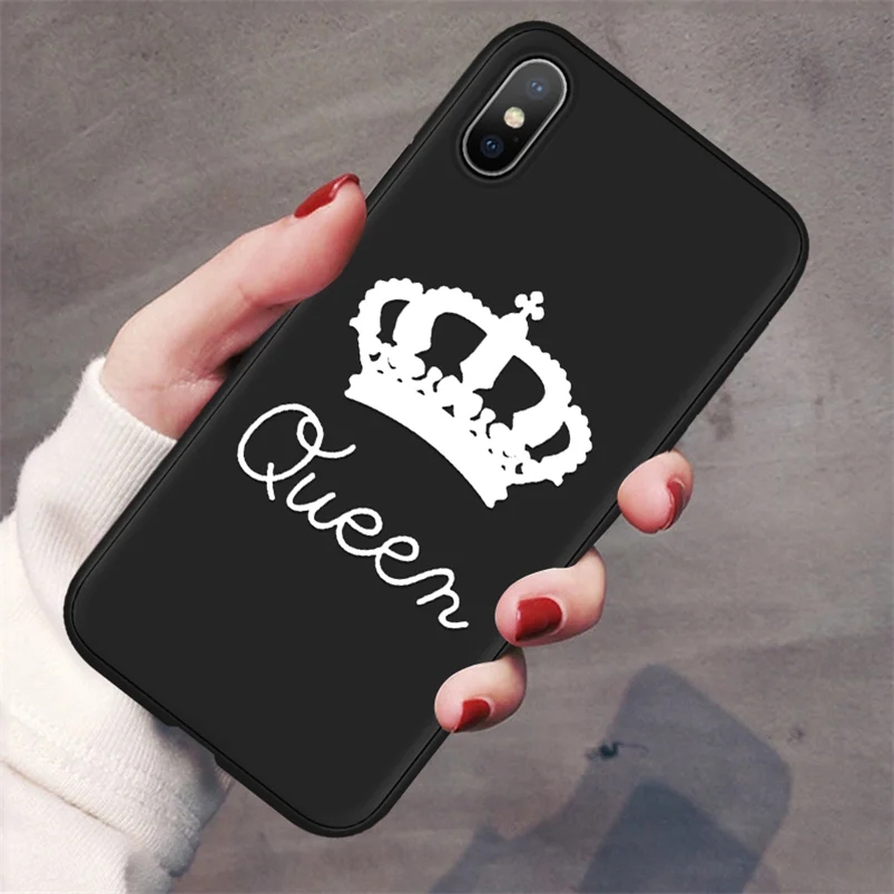 queenbai Черный чехол для телефона для iPhone 7 Plus 11 Pro XS Max XR Мягкая силиконовая задняя накладка из ТПУ чехол для iPhone X 7 8 6 6S Plus 5 5S SE матовый чехол - Цвет: queenbai