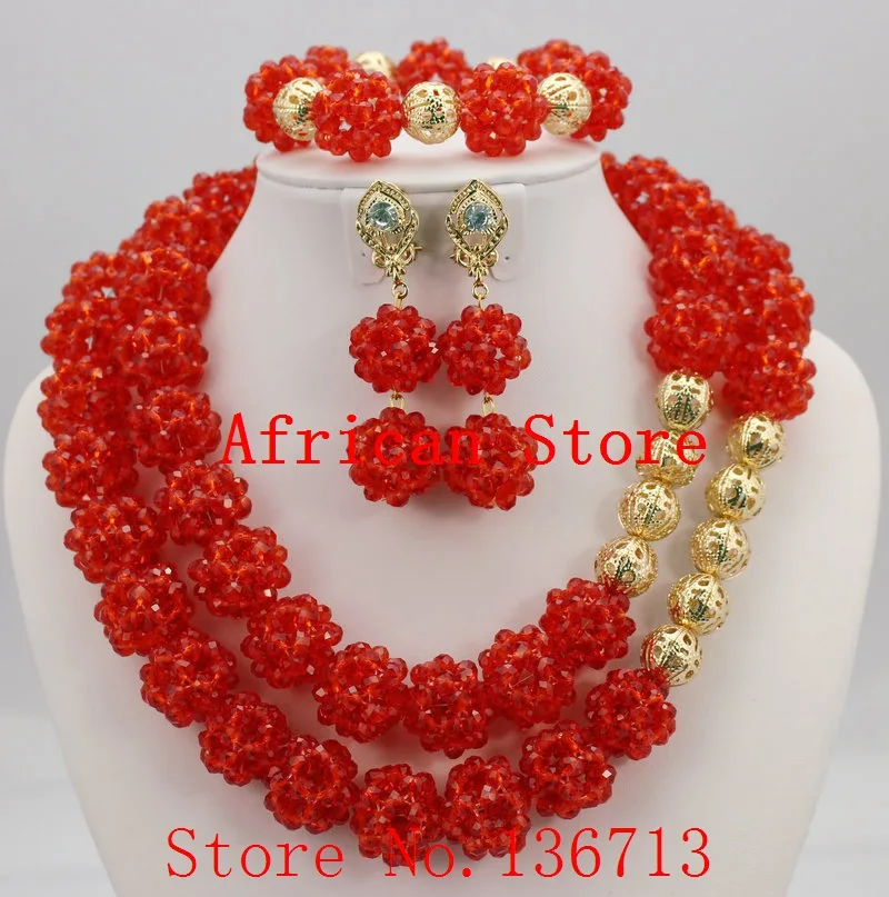 

New African Wedding Beads Jewelry Set Nigerian Bridal Jewelry Sets Crystal Beads Statement Necklace 2015 Free Shipping BS202-3