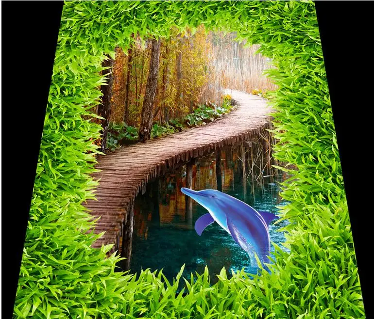 Пользовательские 3d полы зеленый луг обои кухня виниловые напольные клеи