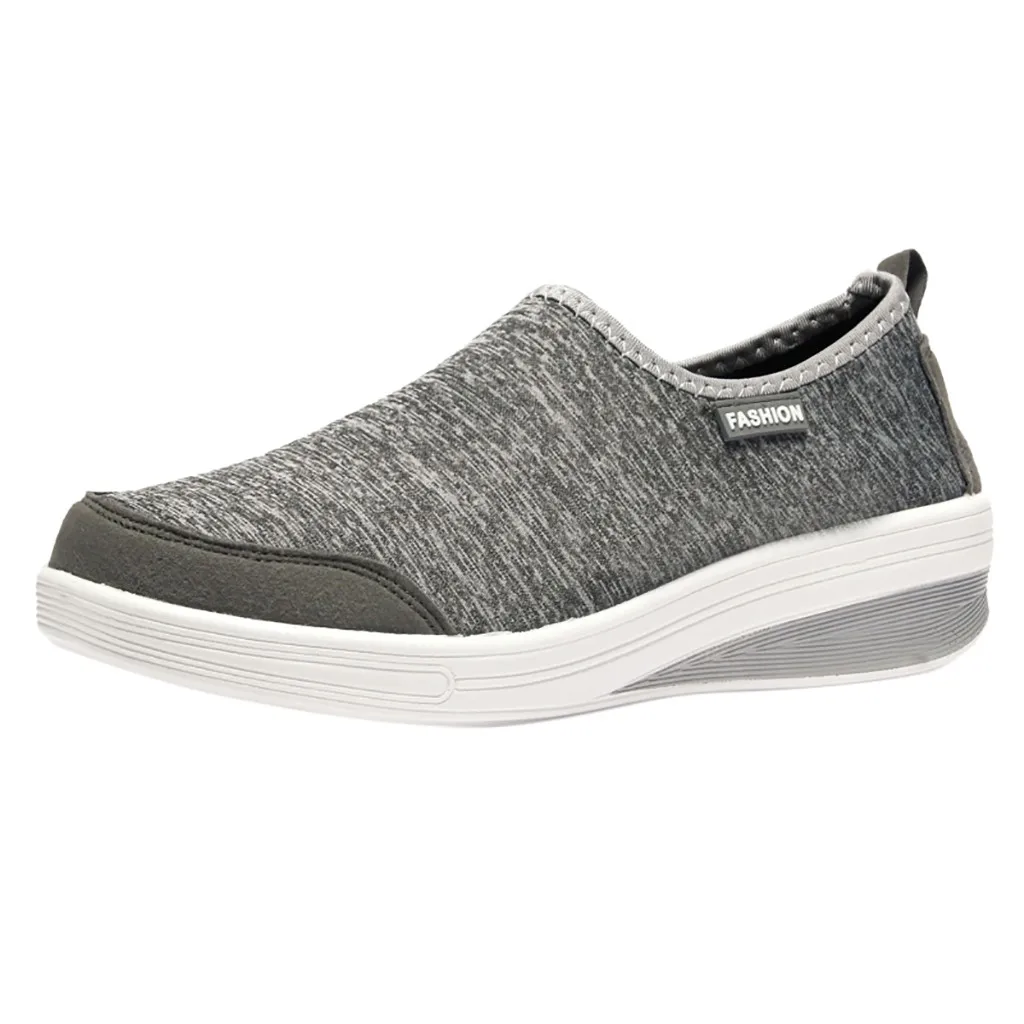 Серый SAGACE/Женская обувь-качалка; Вулканизированная обувь на танкетке; женская обувь на мягкой подошве; Прогулочные кроссовки; женская повседневная спортивная обувь - Цвет: Серый