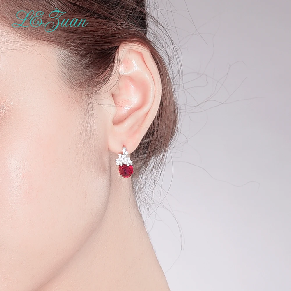 Женские серьги из серебра 100% пробы с рубином 925 карата|drop earrings|earrings dropsearrings earring |