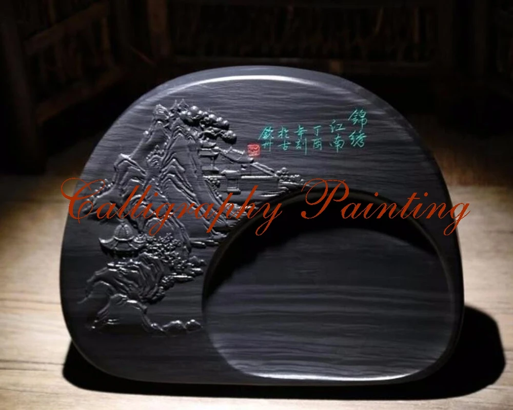 She Ink резьба по камню пейзаж Inkstone Inkslab каллиграфия инструмент для рисования |