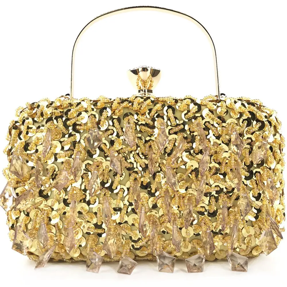 Женская вечерняя сумочка с блестками и кисточками свадебная бисером клатч