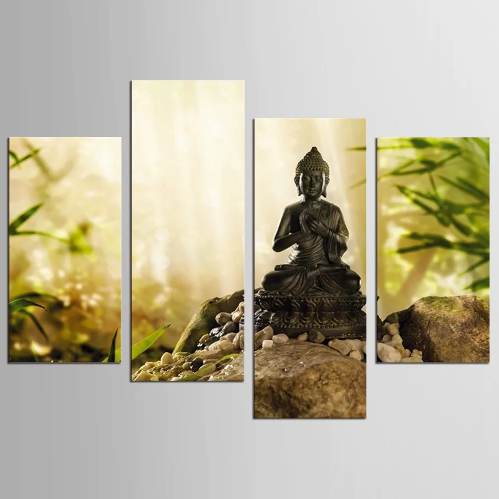 4 панели HD Печать на холсте статуя Будды холст живопись настенное искусство