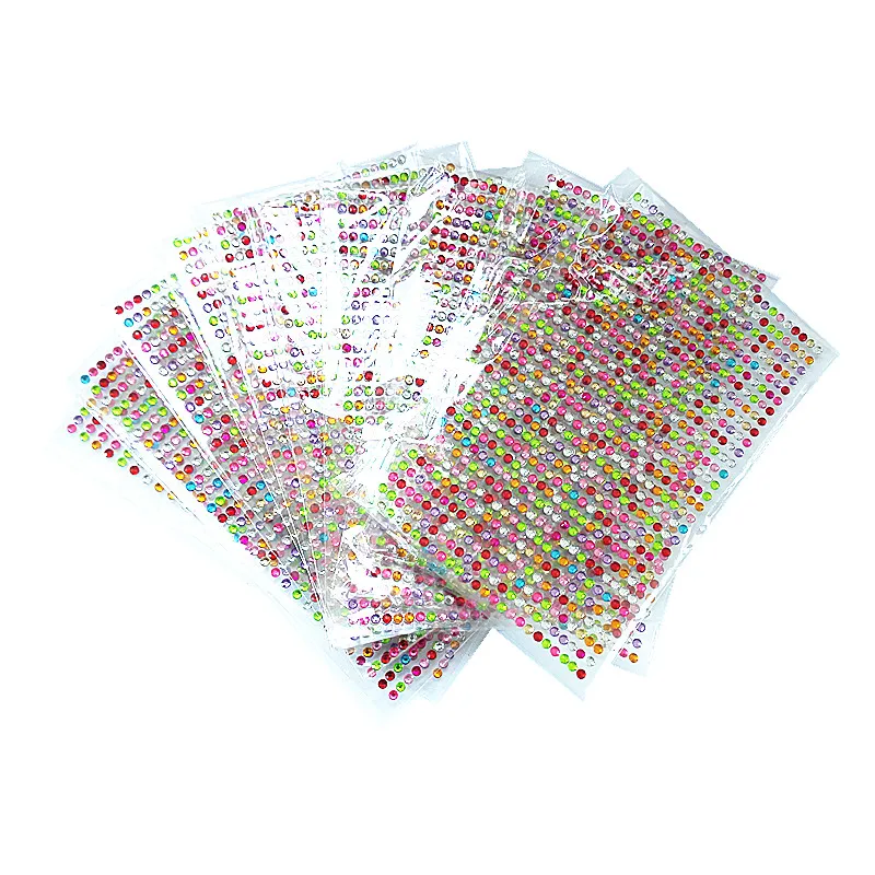 

10sheets/bag 3mm Diy Decal Mobile/pc Art full color Crystal Diamond Bling Rhinestone Self Adhesive Scrapbooking Stickers