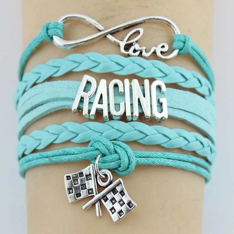10 шт./лот новый дизайн браслеты для гонок Очаровательные кожаные с подвесками
