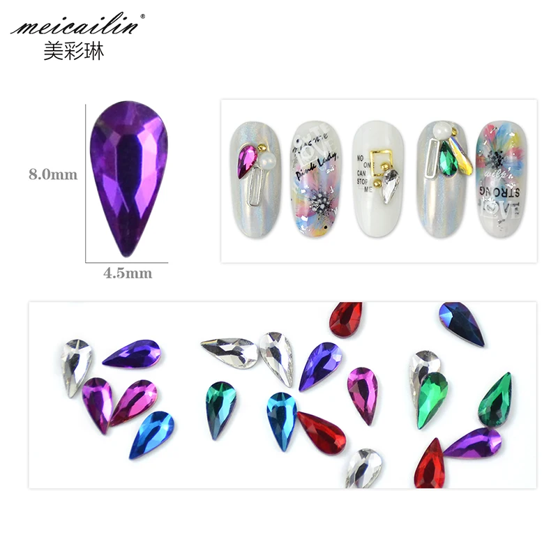 20pcs Charms 3D Mixed color Flatback Crystal Nail Rhinestones Glass Diamond DIY Nails Art Decorations Water Drop Stones Manicure | Красота и