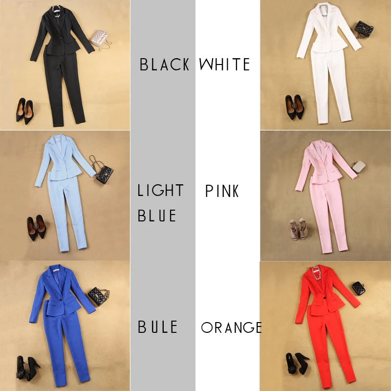 Костюм женский деловой из двух предметов модный простой приталенный Блейзер и