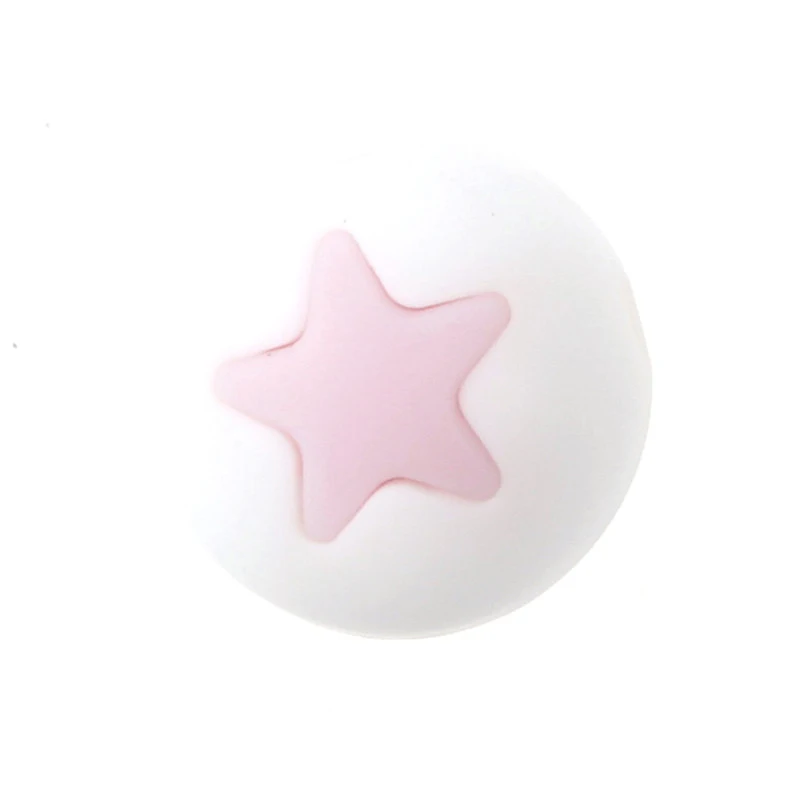 white baby pink 20 шт. полые круглые звезда силиконовая бусины слингобусы изготовление Bpa бесплатно грызунок для младенцев установка Diy зуб кормящих подарки игрушки - Цвет: white baby pink