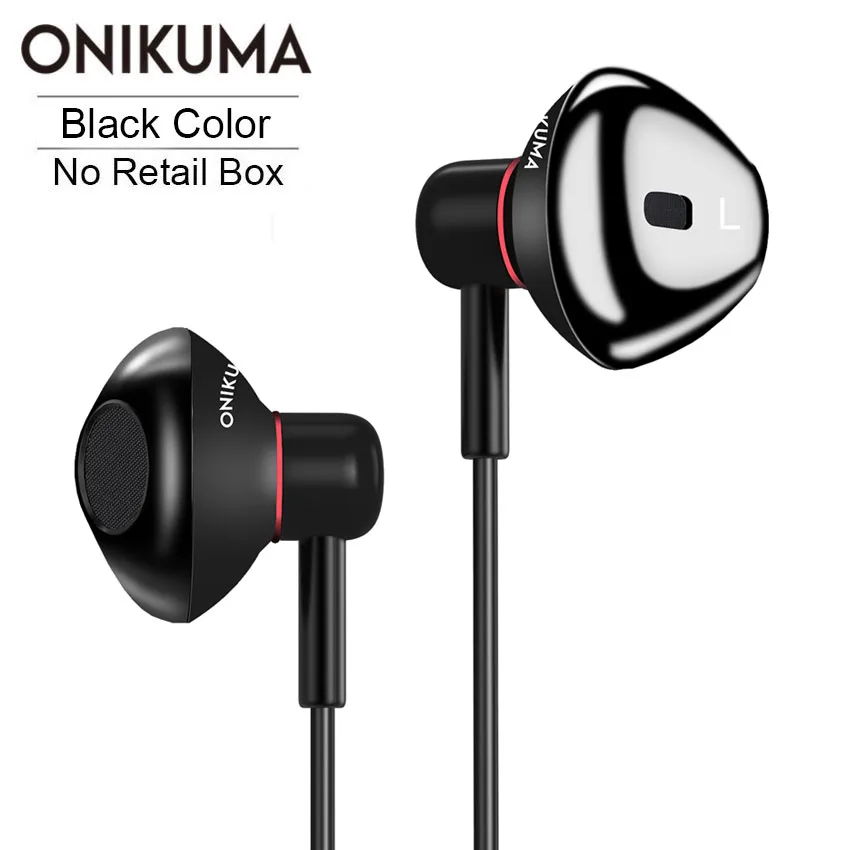 Black No Retail Box ONIKUMA A19, музыкальные наушники, проводные, 3,5 мм, тяжелый бас звук, наушники-вкладыши, гарнитура с микрофоном для iPhone, samsung, сотового телефона, Mp3 - Цвет: Black No Retail Box