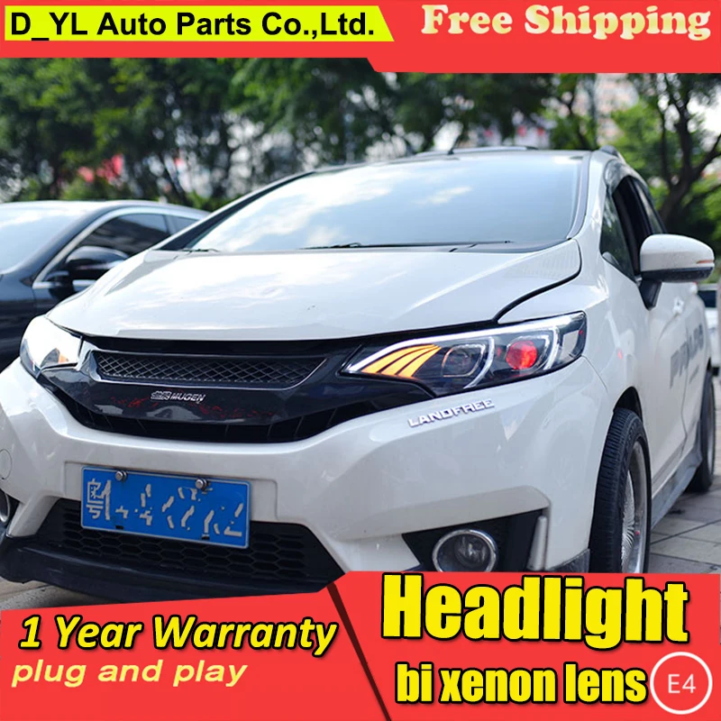 Автомобильная фара DY_L для Honda Fit 2014-2016 светодиодный светодиодные фары DRL H7/D2H HID