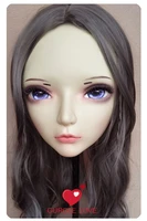 gl074 sweet girl resin half head bjd kigurumi mask with eyes cosplay anime role lolita mask crossdress doll