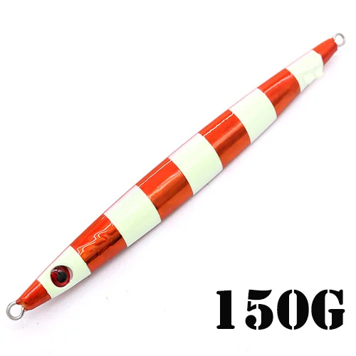 CASTFUN вертикальный крючковый лов Ланс медленного падения 100 150 200 250 300 400g Скорость джиг-приманки большой приманки Металическая дергающаяся приманка для рыбалки - Цвет: 150g Red