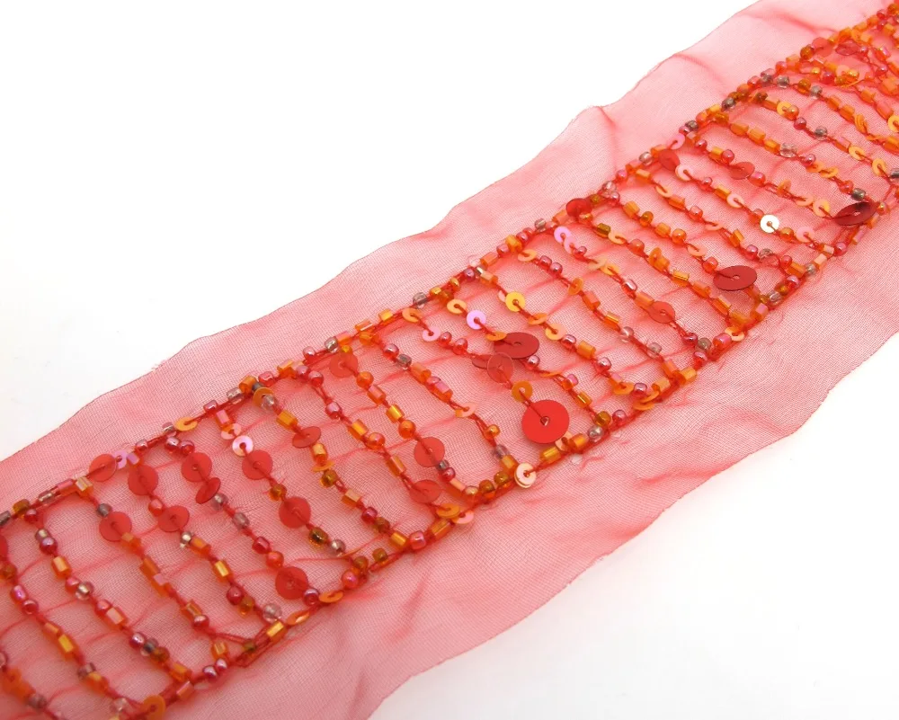 65 мм Тюль ручной работы с бусинами и блестками | Цветочное кружево Декоративное