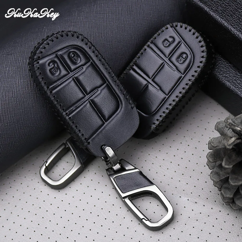 Кожаный чехол для автомобильного ключа с 2 и 5 кнопками Jeep Renegade Patriot Grand Cherokee Compass