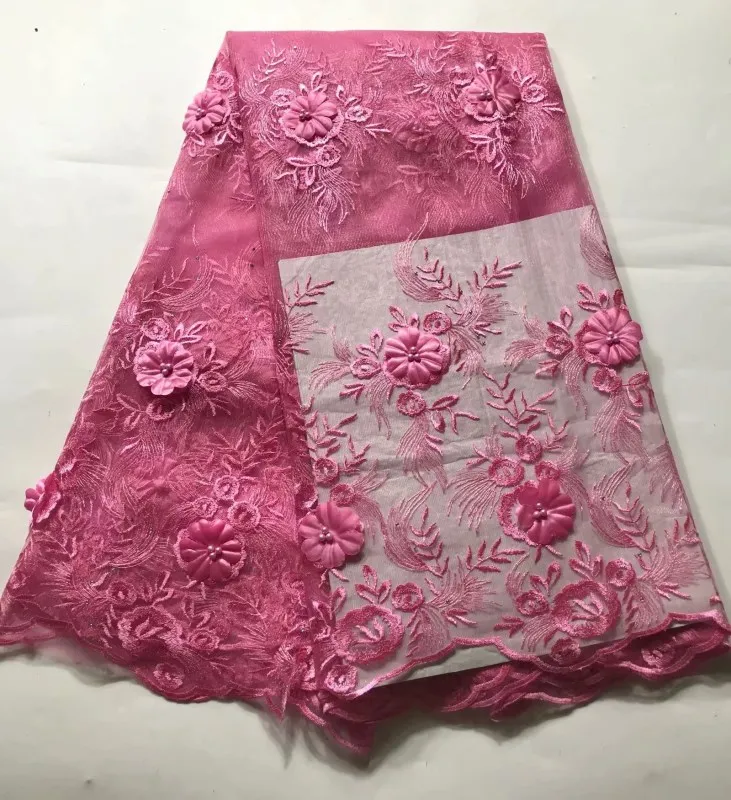 Модное красное 3d вышитое нигерийское гипюр для свадьбы Высококачественная