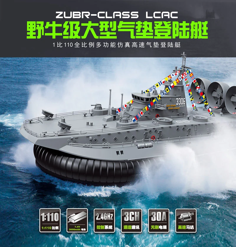 Военная электрическая модель RC лодка игрушка 1/110 2,4 г "Зубр" класс бесщеточный амфибия ховермарин пульт дистанционного управления корабль с гироскопом