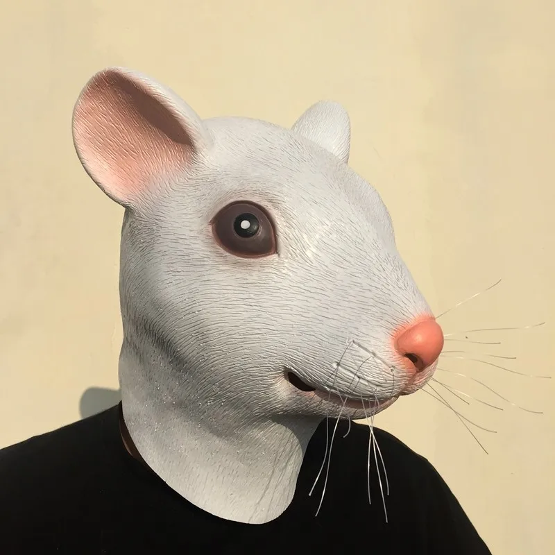 Латексная маска с головой мыши Полнолицевая для взрослых дышащий маскарадный