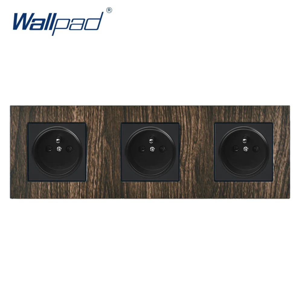 3 French Socket Четырехместная французская Силовая розетка, настенная панель, металлическая рама, дерево, 4 варианта, французская розетка, розетка переменного тока, настенная пластина, 344*86 мм, обустройство дома - Тип: 3 French Socket