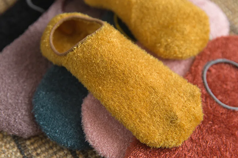 Elastic Home Thick Warm Floor socks Women Soft Fleece Socks Fluffy Winter Breathable Pure Colors Available Sock Slippers 4pairs