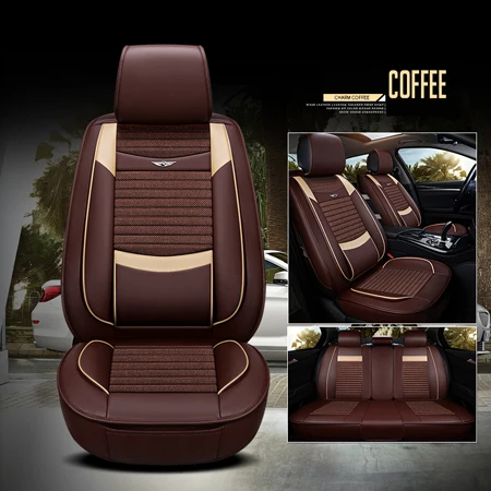 Coffee standard Подушка для автомобильного сиденья для fiat punto fiat 500 Stilo, Panda сопротивление pu кожа передние и задние полностью автомобильные чехлы для сидений четыре сезона - Название цвета: Coffee standard