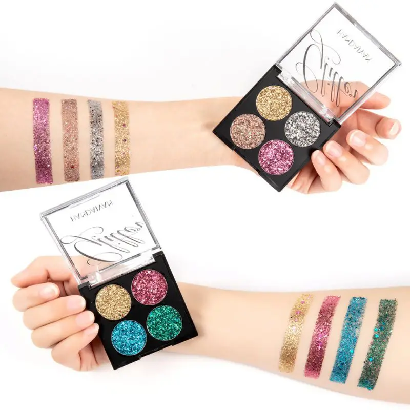 

2019 New Stylish 4 Colors Sequin Eyeshadow Palette Glitter Eye Shadow Long Lasting Portable for Women Easy to Wear