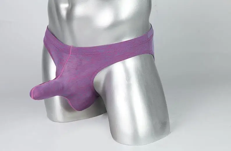 purple Экзотические трусы сексуальное мужское бикини нижнее белье гей человек мешочек здоровые трусики дышащий hombre Cueca слоновий хобот короткие 7 цветов m-xxl - Цвет: purple