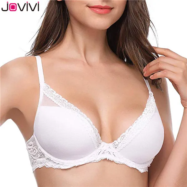 White Jovivi Модный женский бюстгальтер на косточках, кружевной сетчатый бюстгальтер, бюстгальтер с формованными чашками, повседневный красивый женский сексуальный тонкий бюстгальтер, черный/белый/телесный, 1 шт - Цвет: White