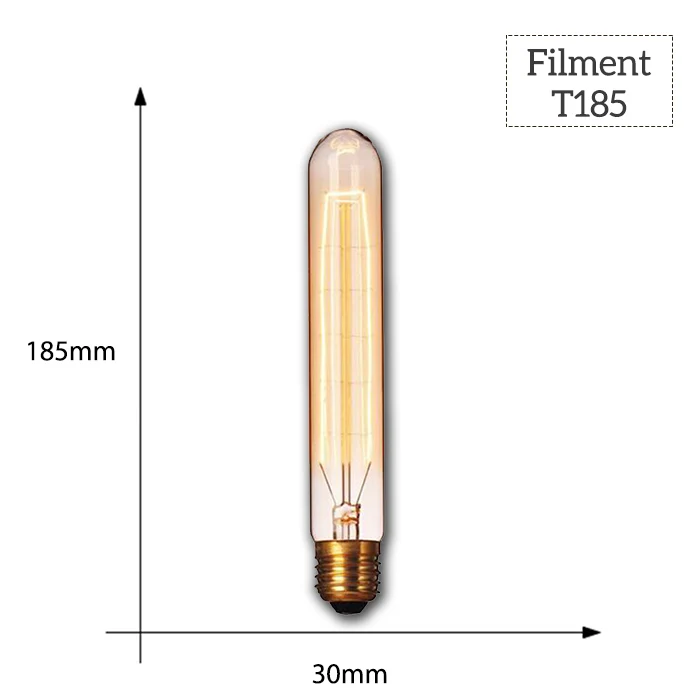 T185 Filament Диммируемый Ретро светильник Эдисона E27 40 Вт 110 В 220 В ампула Ретро лампа накаливания винтажный декоративный светильник - Цвет: T185 Filament