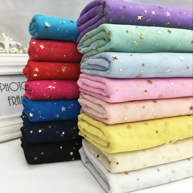 150CM 91cm/lot Gauze Star Mesh Fabric Tulle Bronzing Tissue Kids Dress Cloth Sewing Doll DIY Craft Quilt Materials | Дом и сад