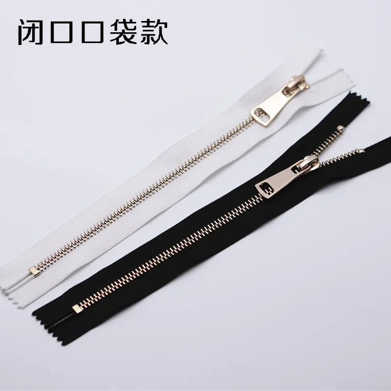 № 5 металлическая молния Высококачественная светло-золотой медно-Железный зуб