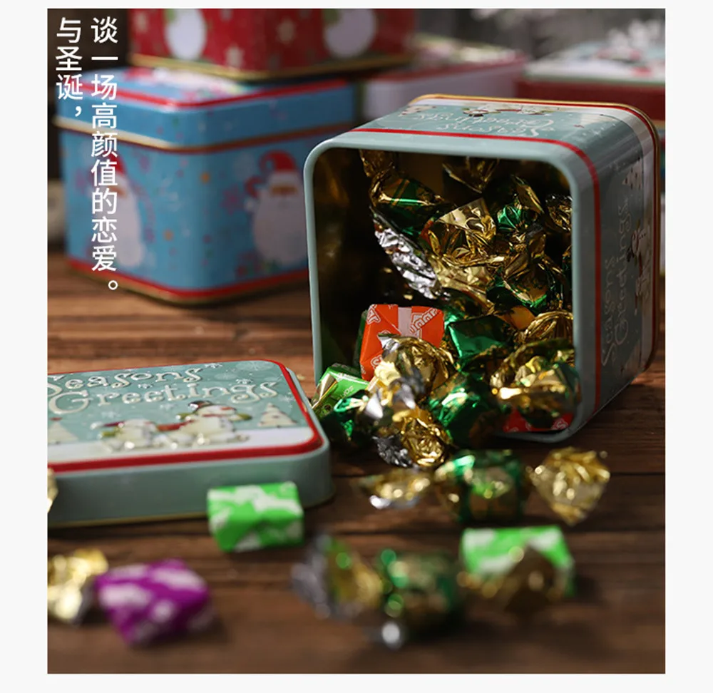 Christmas Gifts Box Package Tin Candy Box Noel Dragee Cookies Biscuit Case Container Christmas Decoration for Home Accessories