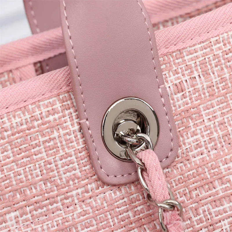 Pink CHERILYN2019 новая холщовая пляжная сумка женская модная сумка для покупок сумка на плечо тканая сумка на цепочке - Цвет: Pink