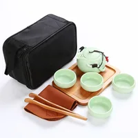 Chinese Travel Kungfu Tea Set Ceramic Portable Teapot Porcelain Gaiwan Tea Cups of Tea Ceremony Tea Pot With Travel tray Bag