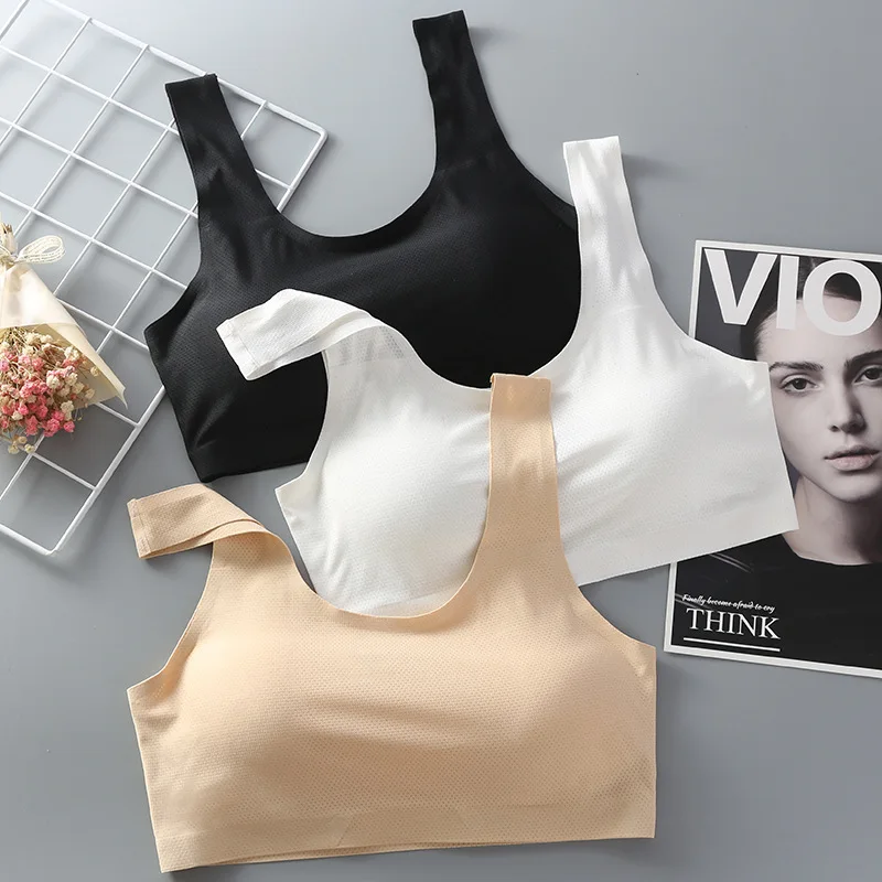 С накладкой на грудь без следа нижнее белье из шелка со льдом цельный топ рукавов