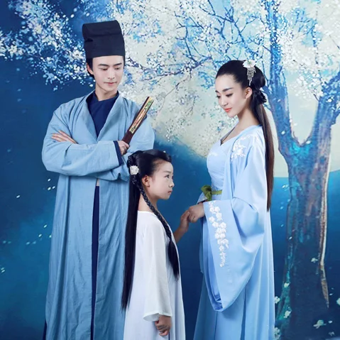 Si Shui Nian Hua/семейный костюм для мамы папы и дочки комплект родителей детей Hanfu