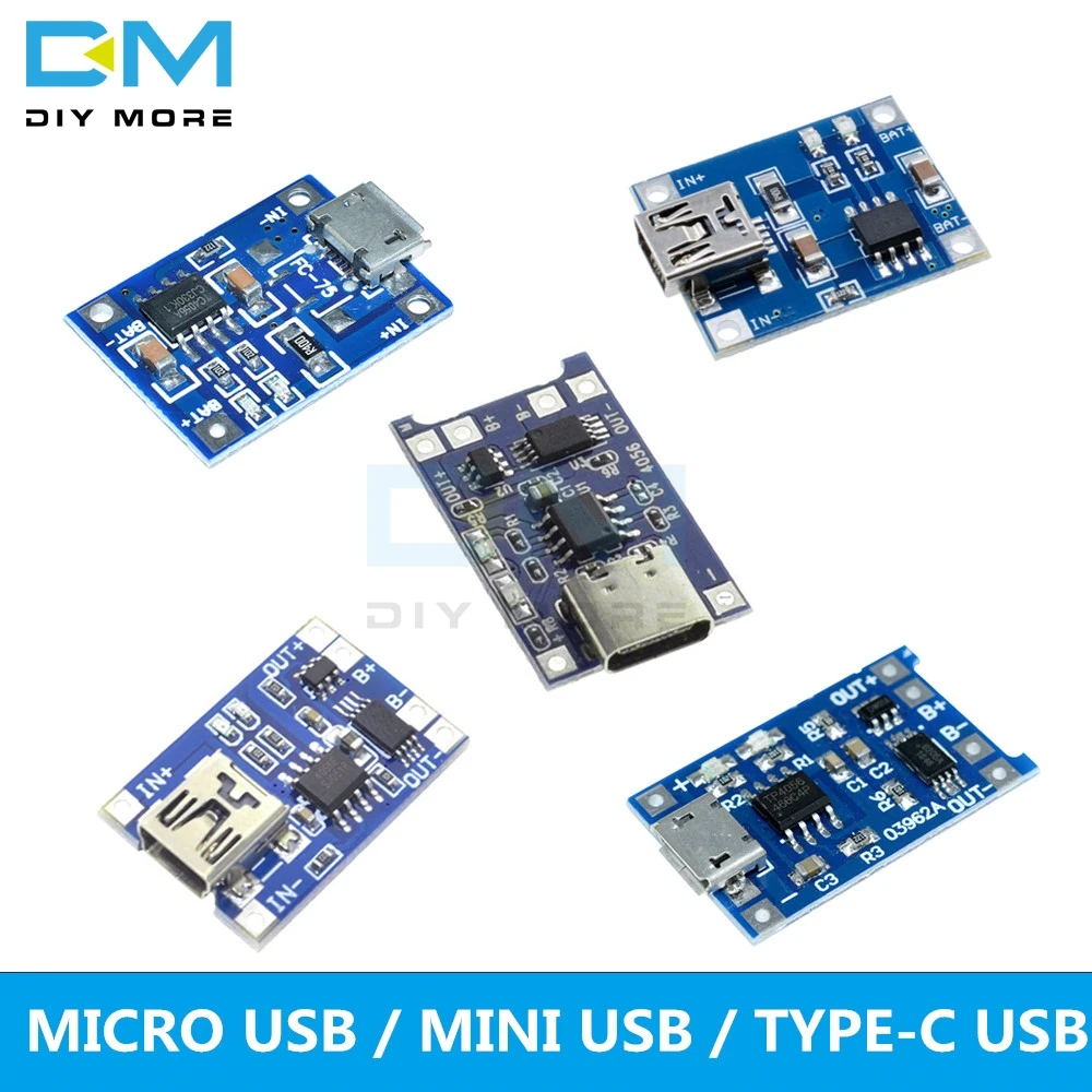 10 шт. Type c/Micro/Mini USB 5 в 1 А литий ионный аккумулятор 18650 TC4056A зарядная плата модуль