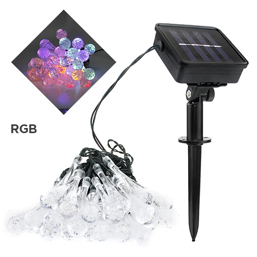 RGB Светодиодный светильник на солнечной батарее Открытый водонепроницаемый 30 светодиодный s Капли воды сказочная Гирлянда освещение садовые светильники для праздничной вечеринки украшения - Испускаемый цвет: RGB