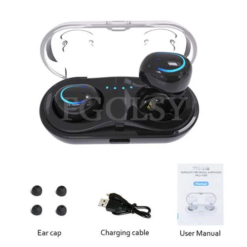 Black Fgclsy Q18 мини Беспроводной Bluetooth наушники-вкладыши стерео наушники с шумоподавлением Беспроводной, гарнитура с микрофоном, наушники с зарядный чехол - Цвет: Black