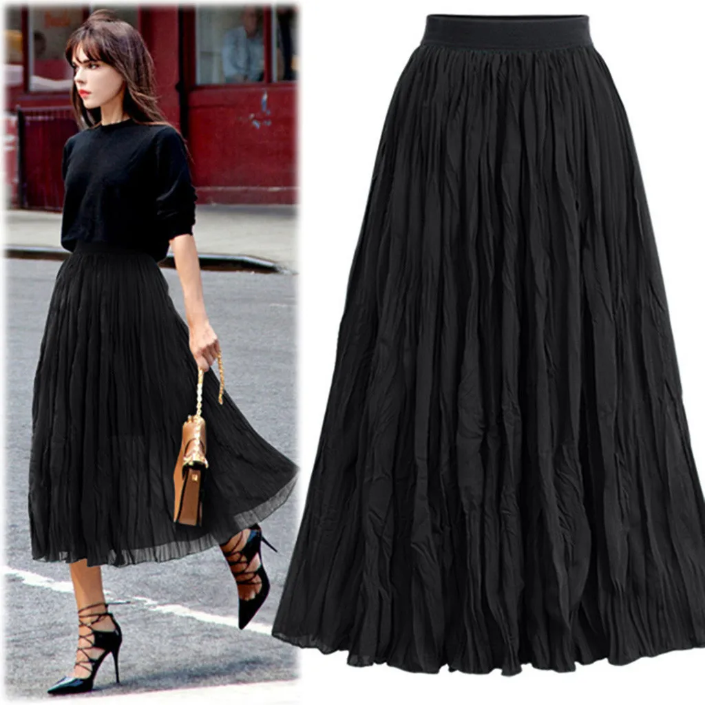 Женская плиссированная юбка винтажная пляжная с поясом на резинке в богемном