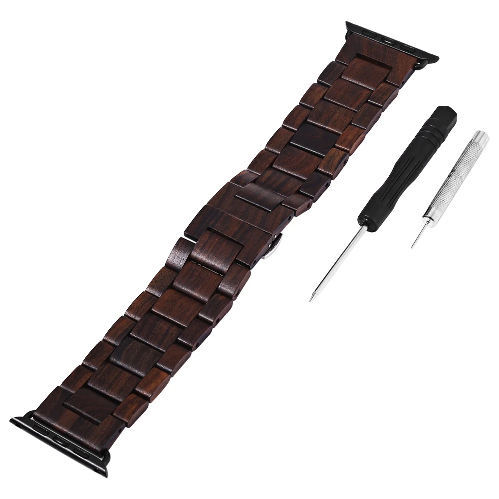 2018 Bewell Wood Watch Band Quality Wooden Watchband 24mm Black Brown Strap for 184mm Length Butterfly Clasp Men Women | Наручные часы