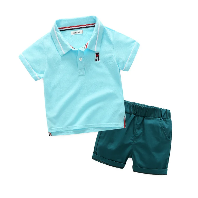 Baby boys short sleeve cotton polo t shirts shorts set high quality infant gentleman casual clothes kids sport wear 17A801 |
