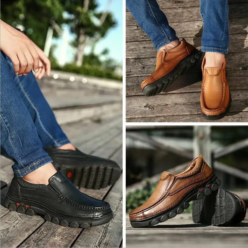 CS671 Autumn New men shoes genuine leather Slip-on loafers Comfortable Breathable Men Fashion Luxury Flats zapatos de hombre | Обувь