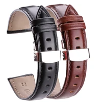 18mm 24mm watch band strap brown black high quality genuine leather watchbands bracelet accessories deployment buckle